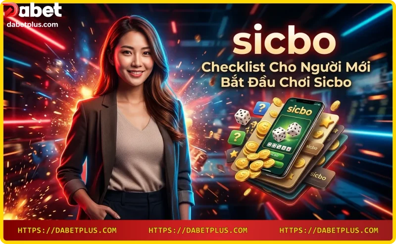 Bàn casino với xúc xắc và điện thoại hiển thị giao diện cược Sicbo