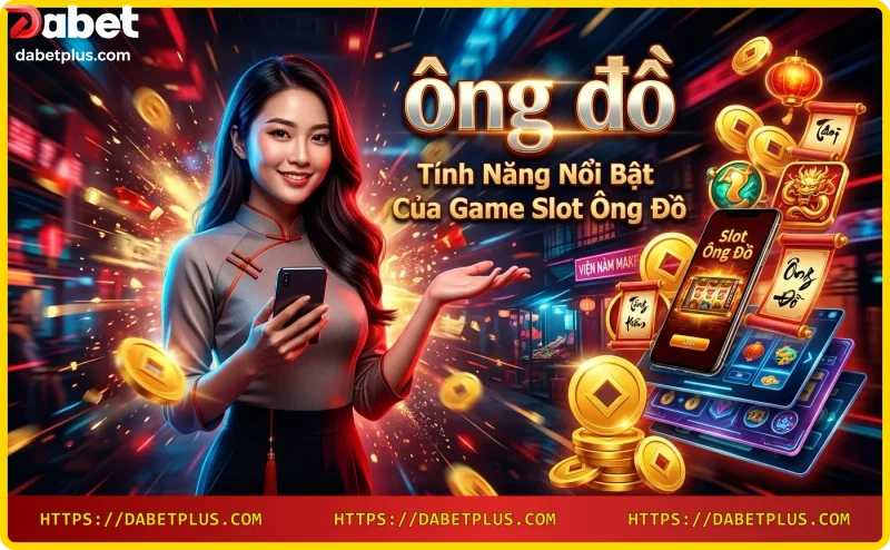 Giao diện game slot Ông Đồ với biểu tượng thư pháp và tính năng Wild, Scatter