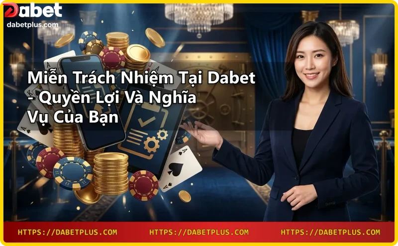 Hình ảnh minh họa khái niệm Miễn trách nhiệm với tài liệu phát sáng và dấu kiểm vàng.