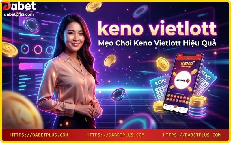 Keno Vietlott - bàn tay chọn số trên máy tính bảng, biểu tượng chiến thuật phát sáng