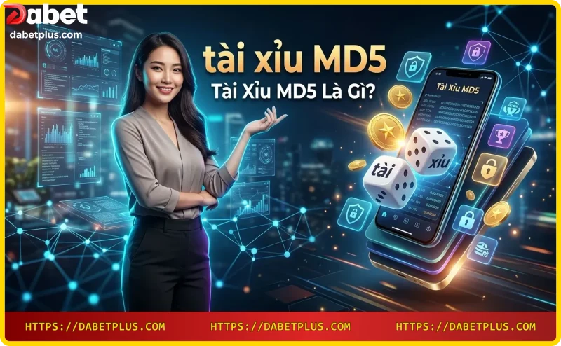 Minh họa công nghệ mã hóa MD5 trong tài xỉu, màn hình hologram hiển thị mã hash